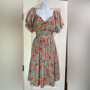 Baltic born sage multi color ruffle mini dress, size small